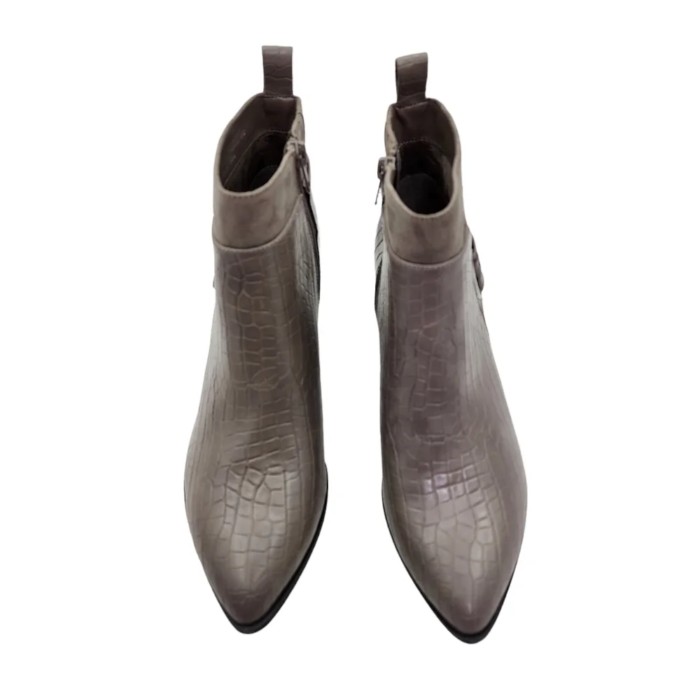 Bella Vita Women's Elektra II Western Inspired Bootie Stone Crocodile- 8
